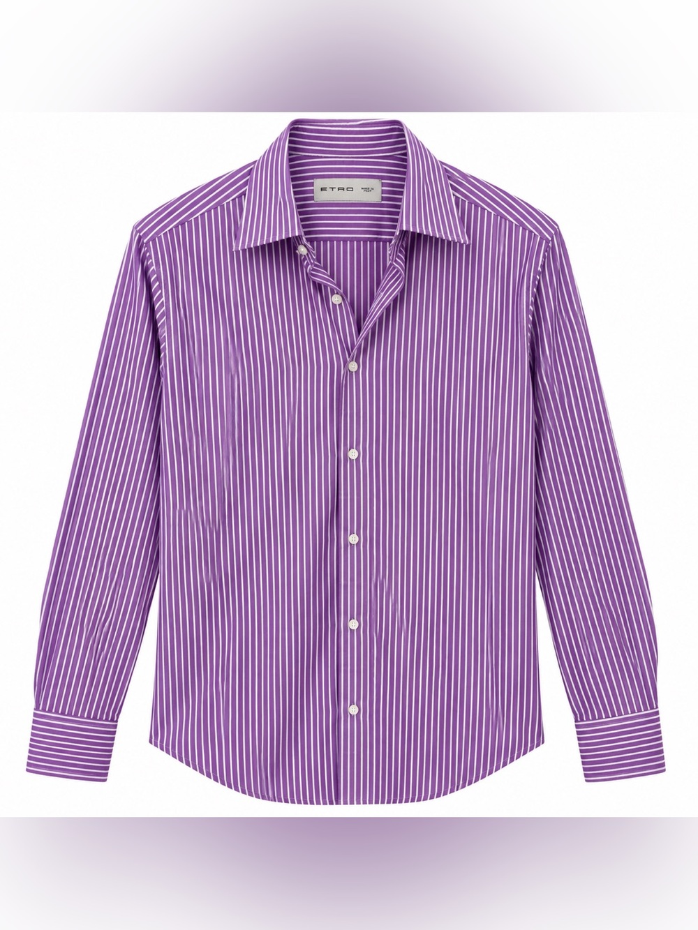 Etro Milano Men’s Size 42 Purple White Stripe Paisley Jacquard Dress Shirt Italy